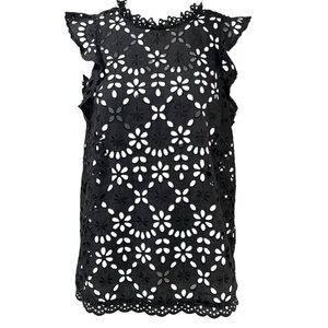 J Crew black Eyelet Lace Blouse, size xxs